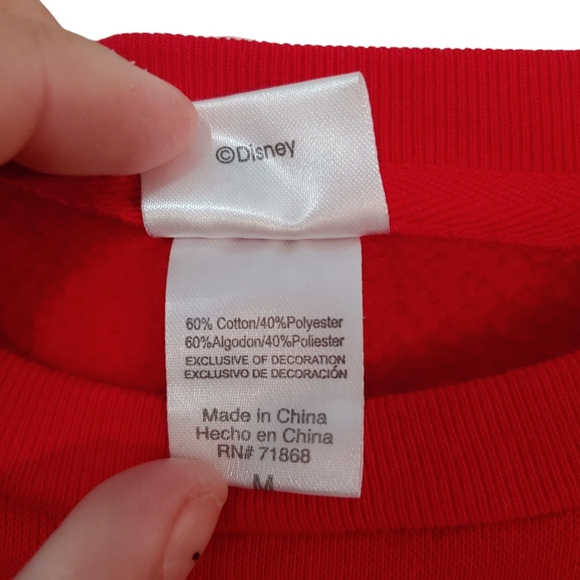 DISNEY Minnie Mouse Red Sweatshirt Women's Junior Cut Size Medium - Picture 4 of 9